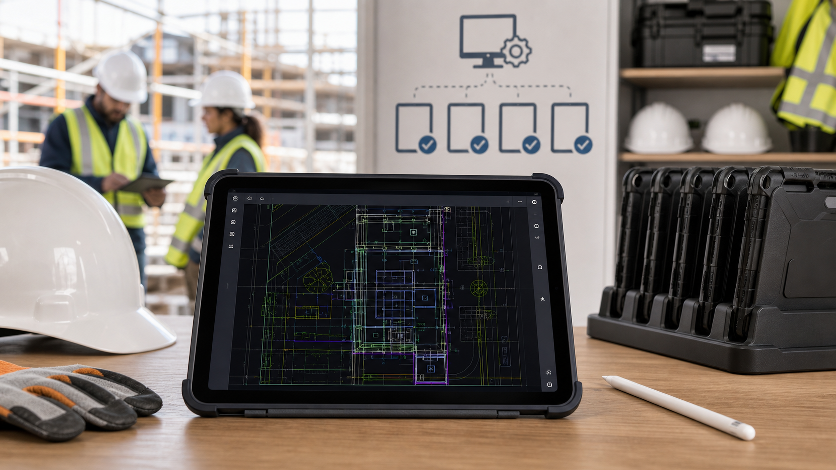 Managed or shared iPad DWG review setup showing ready-to-use local access without personal-account dependency