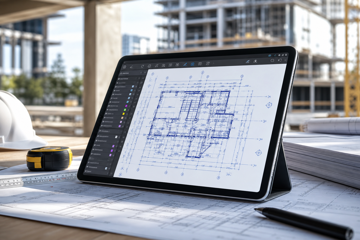 PlanInspect CAD Viewer on iPad showing architectural drawings