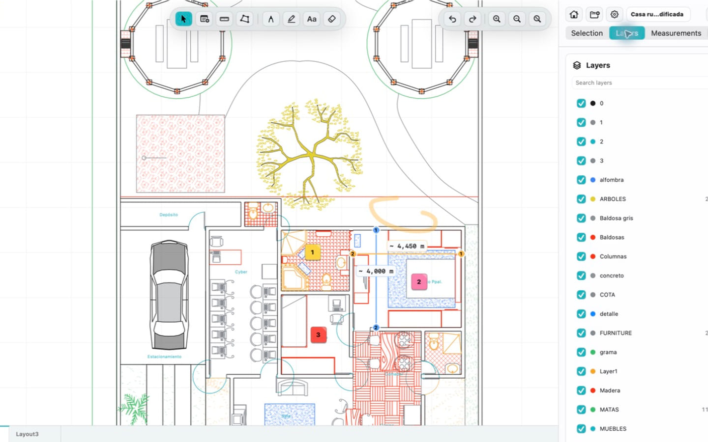 PlanInspect on macOS with a DWG plan and native layer review controls