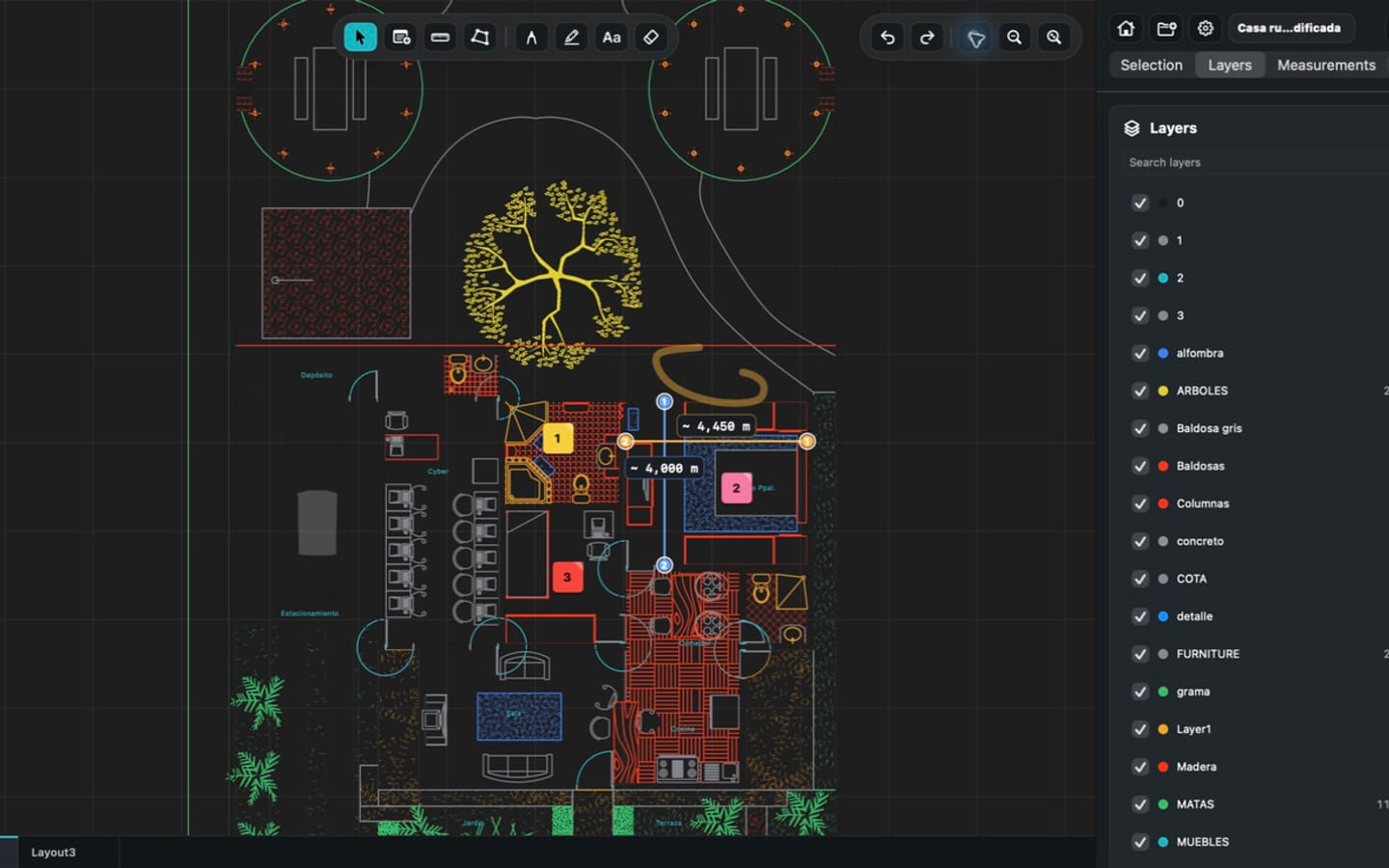 PlanInspect لنظام Mac يعرض رسماً معمارياً محلياً بصيغة DWG